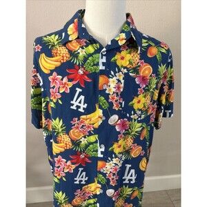 Los Angeles Dodgers MLB Hawaiian Floral Fruits Logo Shirt Men's Size Large